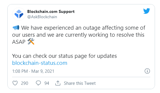 blockchain.com wallet faces outage